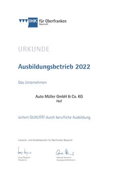 Urkunde Ausbildung 2022