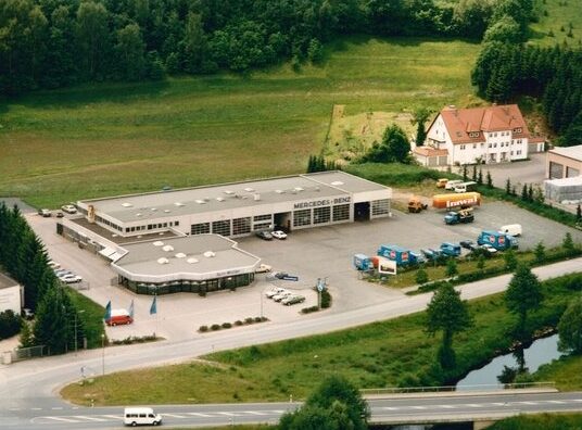 automüller Firmengelände aus der Vogelperspektive (1979)