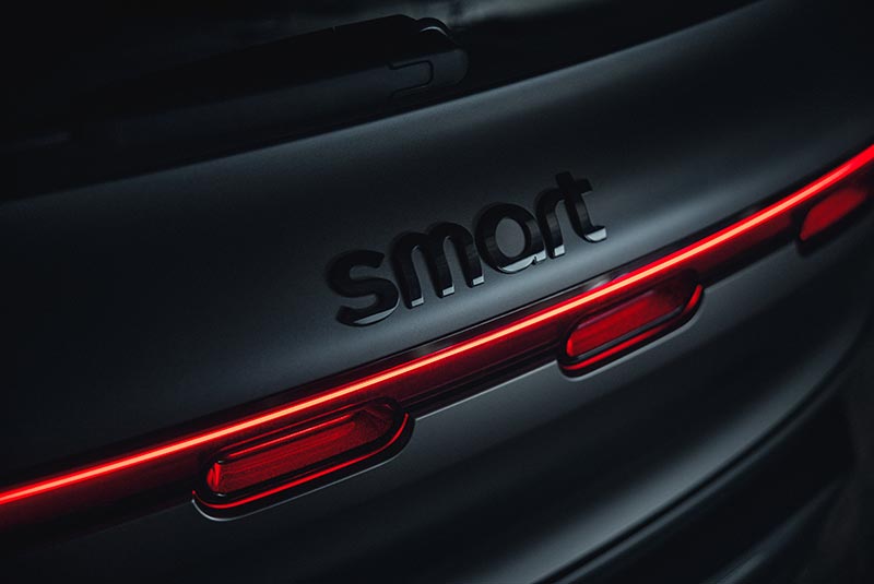automüller – smart #5 Heckdetail mit Schriftzug und LED-Lichtband